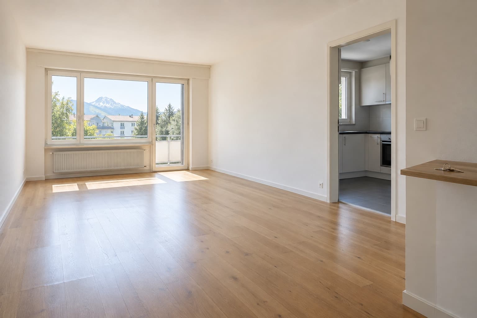 Appartement vidé et nettoyé, prêt pour la remise des clés